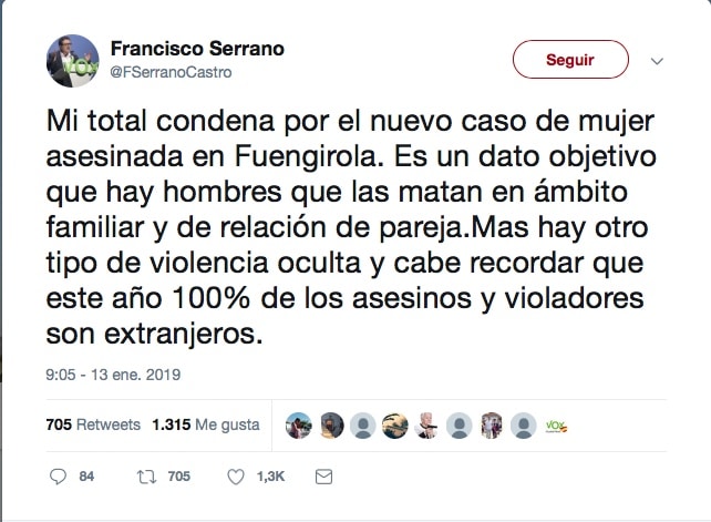 Tweet de Francisco Serrano
