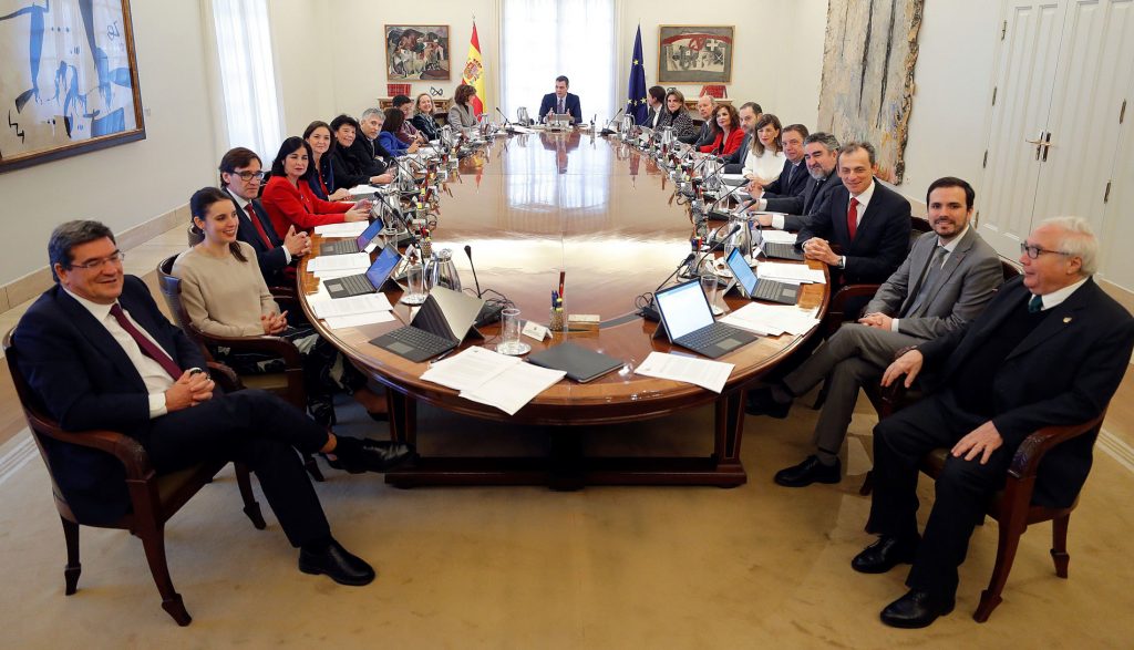 El presidente del Gobierno, Pedro Sánchez, en el primer Consejo de Ministros de la legislatura